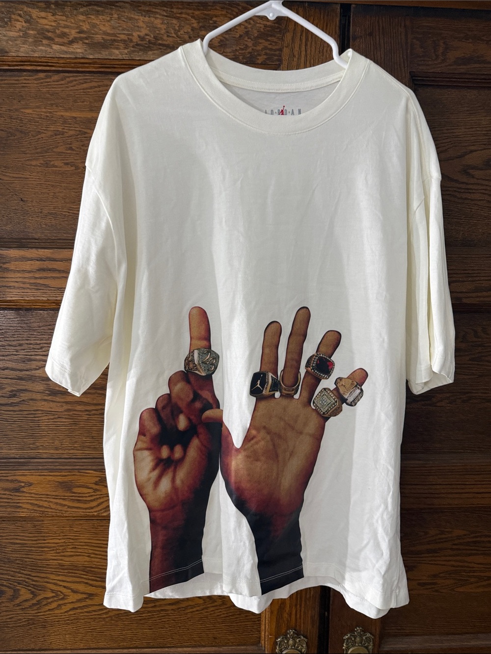 Jordan White T-Shirt with Red Jumpman Logo
